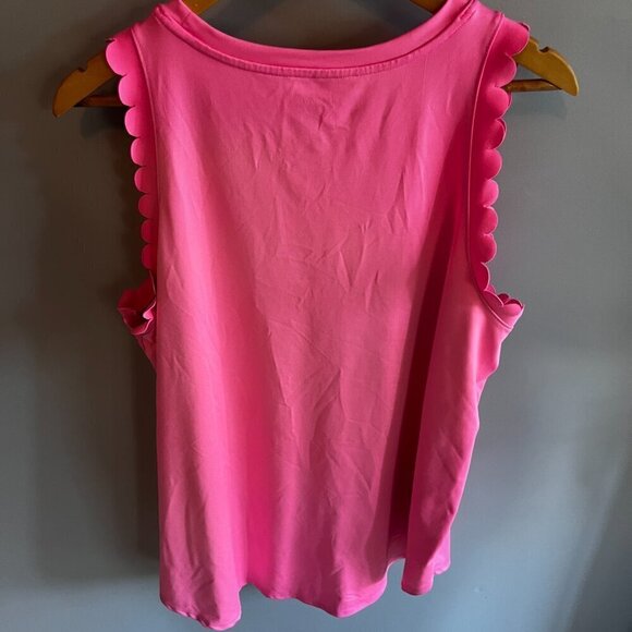Crown & Ivy Sleeveless Athletic Tank Top Pink Barbiecore Scalloped Edges XXL - Picture 6 of 7